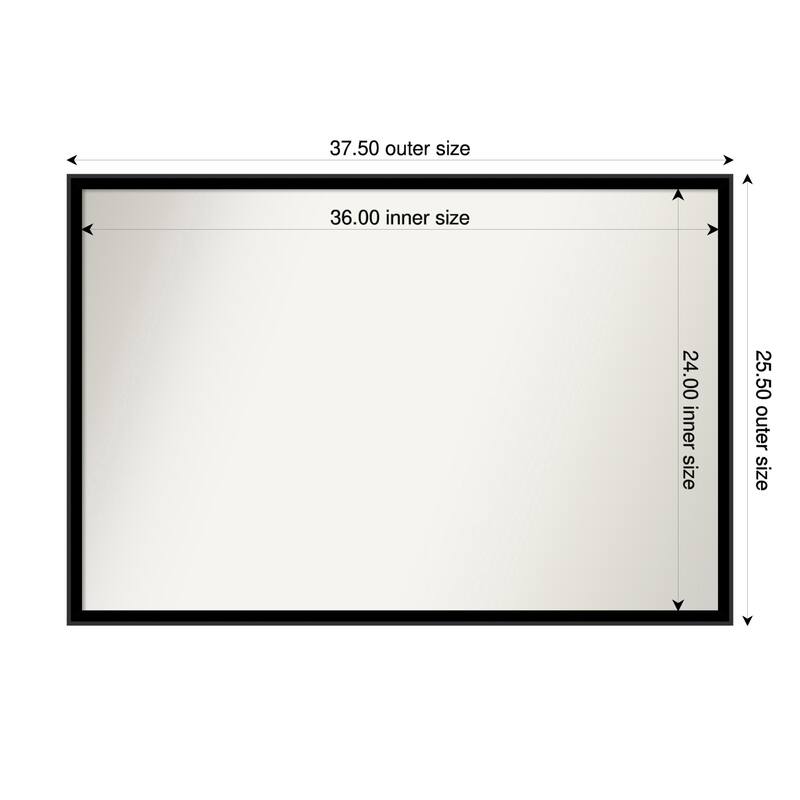 Incline Non-Beveled Wood Framed Bathroom Vanity Wall Mirror - 38 x 26 in - Incline Black