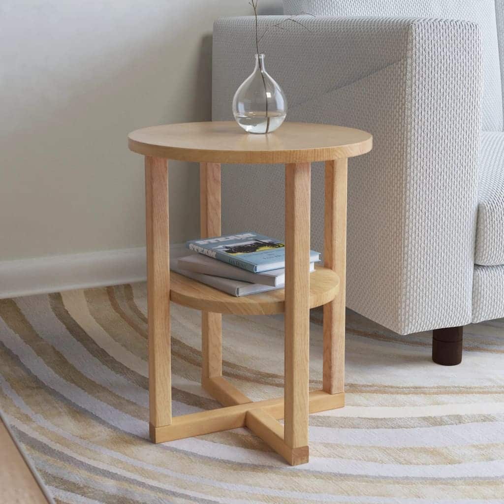 vidaXL Side Table Brown Solid Oak Compact Side Table Round Rustic - 19.7 x 15.7 x in