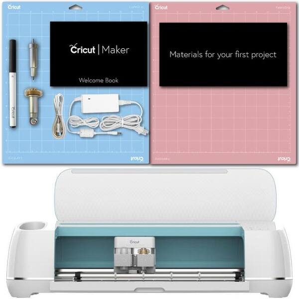 Cricut Maker Beginner Bundle in Blue with Iron-On, Vinyl, Tools 