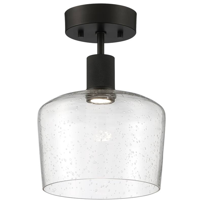 Port Nine Chardonnay LED Semi-Flush Light - Dedicated LED - Seeded Glass/Matte Black