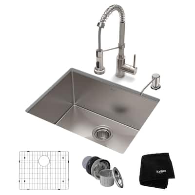 Kraus 3-in-1 Set Undermount Kitchen Sink, Pulldown Faucet, Dispenser