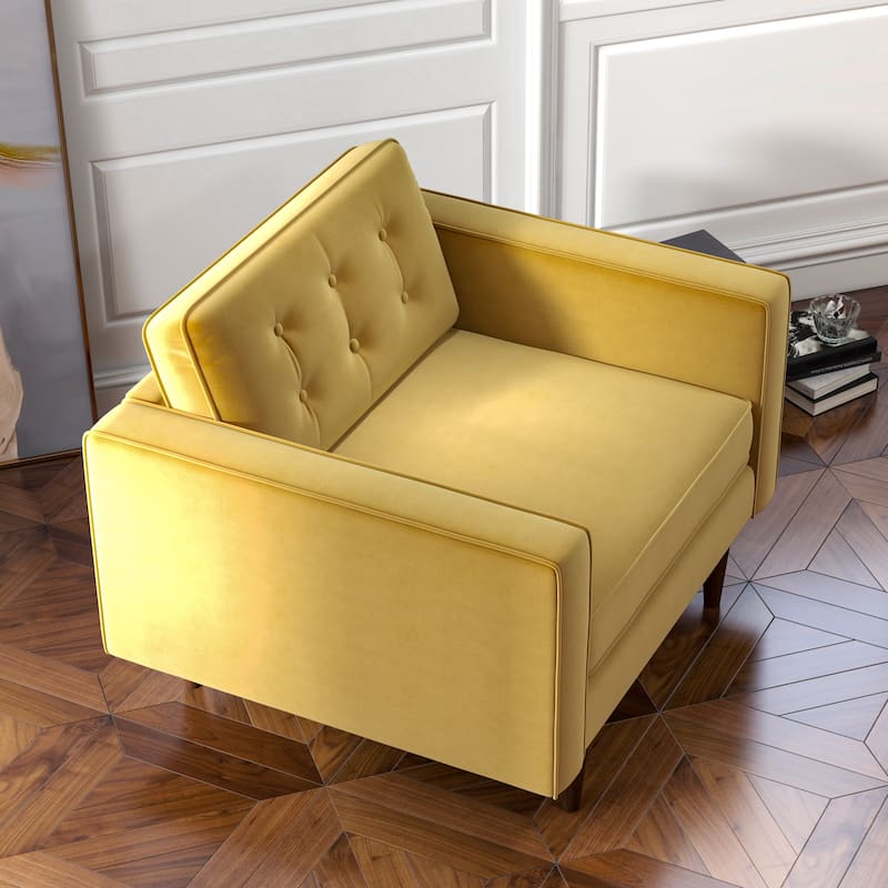 Kerry Mid-Century Modern Tufted Furniture Style Wide Comfy Armchair in Yellow