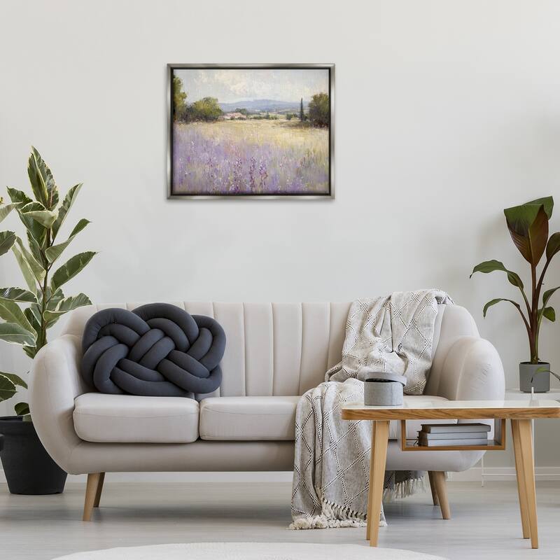 Stupell Lavender Farmland Meadow Framed Floater Canvas Wall Art Design By Petal Prints Design