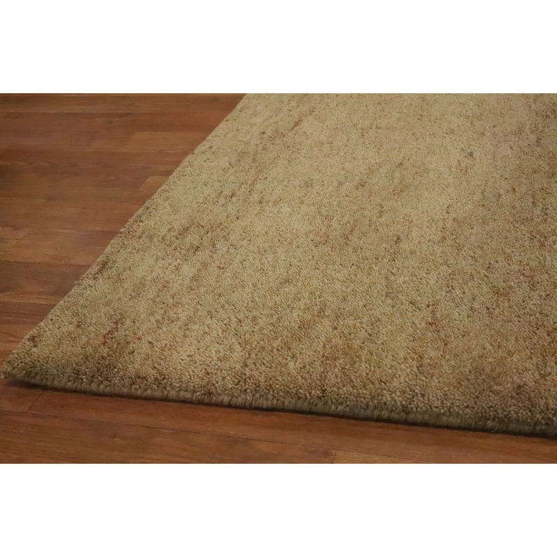 Hand Knotted Oriental 100% Wool Carpet Modern Solid Brown Gabbeh Area Rug - 11' 6'' X 8' 3''