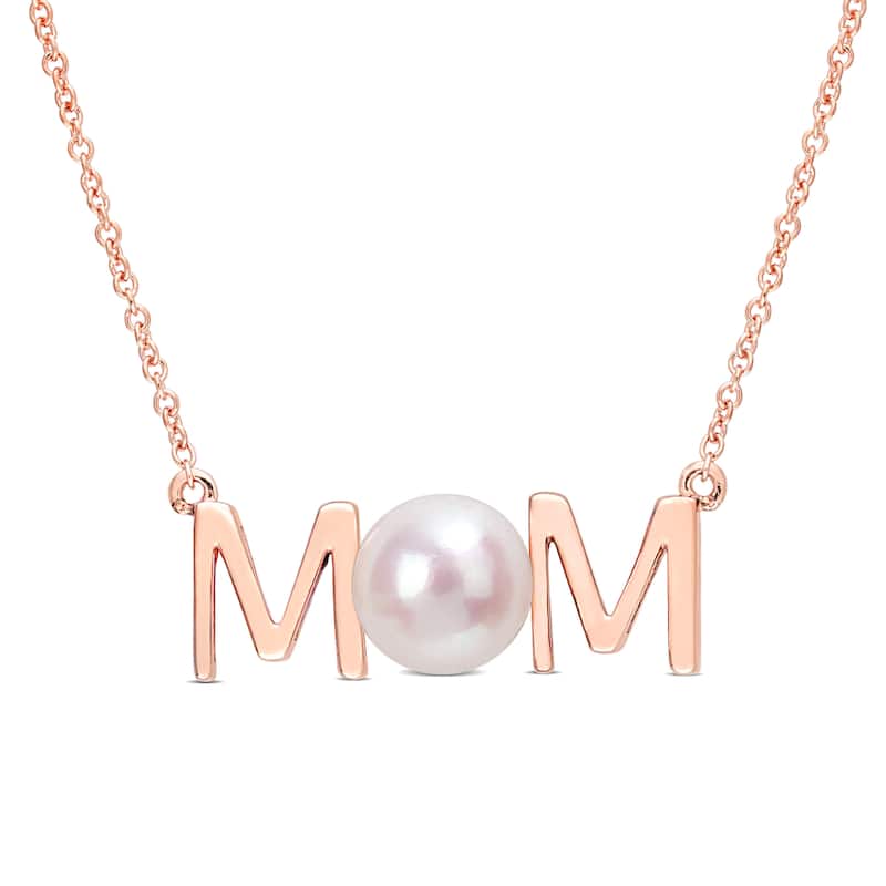 Miadora 7-7.5mm Cultured Freshwater Pearl "MOM" 10k Rose Gold