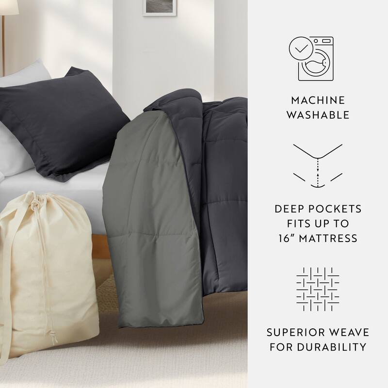 8pc Twin XL Solid Dorm Bedding Bundle