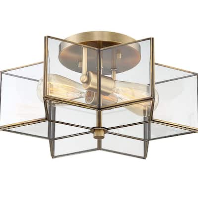Trade Winds Stella Star Semi-Flush Mount Ceiling Light in Natural Brass