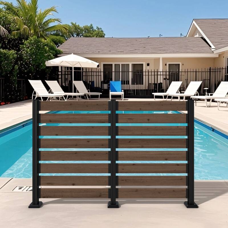 VEIKOUS Versatile 4-Sided Wooden Privacy Panels, L-Shape or Straight Line Fence for Garden, Pool, AC Unit, and Trash Enclosure