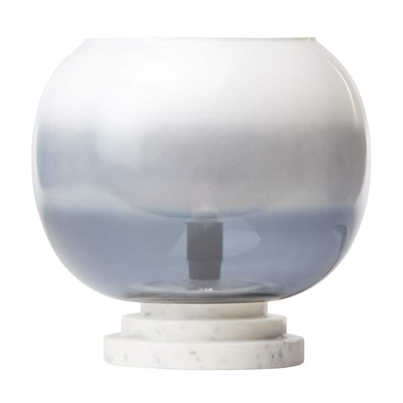 Casey River of Goods White Marble and Blown Glass Globe Shade 13-Inch Accent Lamp - 9.75" x 9.75" x 13" - 9.75" x 9.75" x 13" - Blue/White