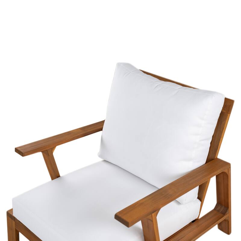 GDFStudio - Acacia Wood 27.6" Outdoor Lounge Accent Chair