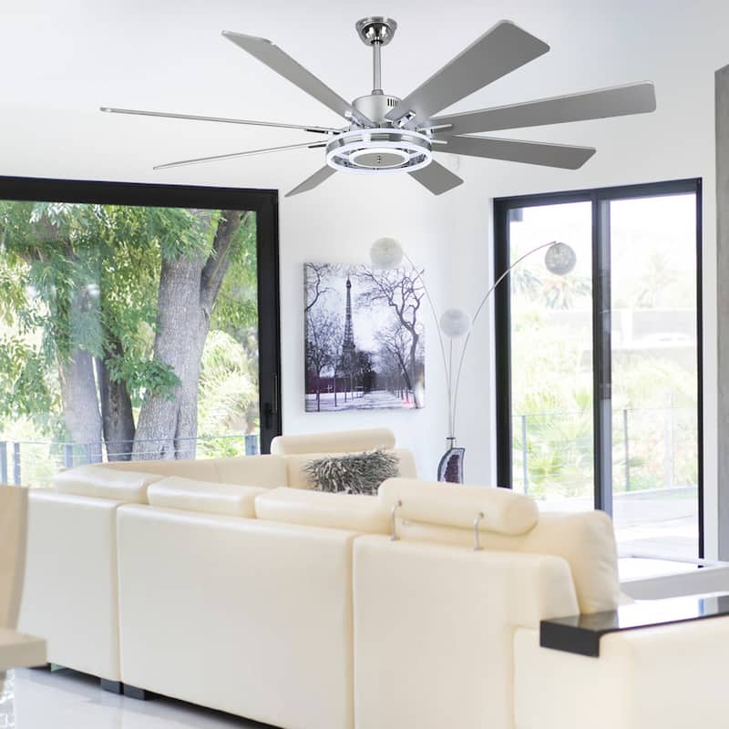 Bella Depot 72" Modern Large Ceiling Fan 6-speed Reversible with Dimmable Light and Remote for Family Room