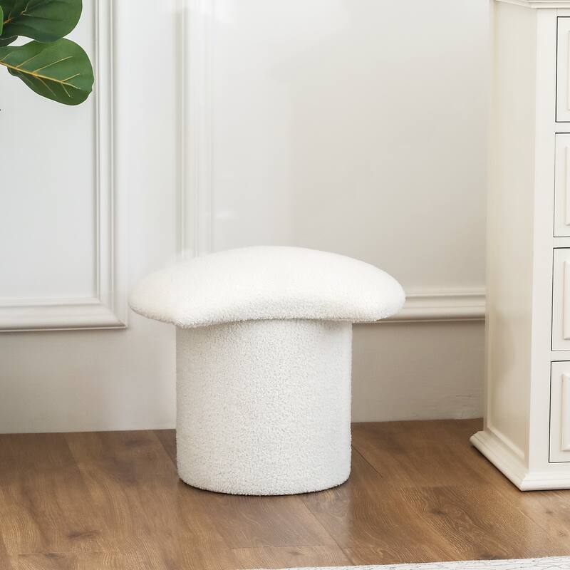 Adeco Boucle Ottoman Footrest Bench for Living Room