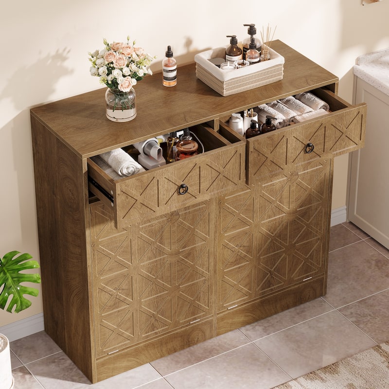 13 Gallon Tilt-Out Laundry Hamper Cabinet with Drawer, Freestanding Hidden Laundry Sorter Storage Unit for Bathroom