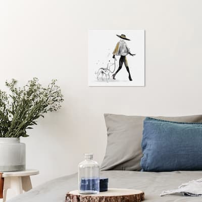 Wynwood Studio Canvas Fashion and Glam Inkwash Fashion Dog and Model Black and Glam Wall Art Canvas Print