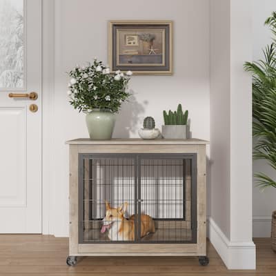 JHX Furniture Dog Cage Crate with Double Doors