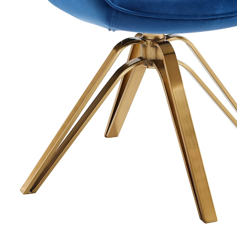 Art Leon Set of 2 Velvet Swivel Dining Chair with Golden Legs
