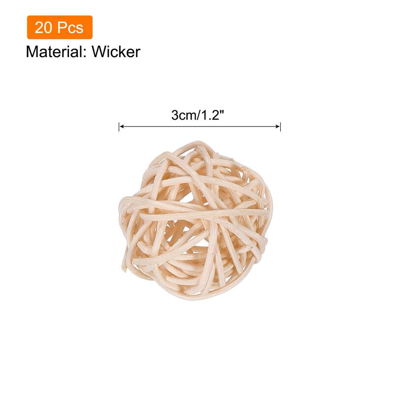 20 Pcs Wicker Rattan Balls 1.2In for Vase Fillers Party Decorative - Natural Color