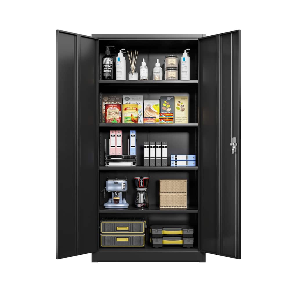 Metal Garage Storage Cabinet with Locking Doors and Adjustable Shelves