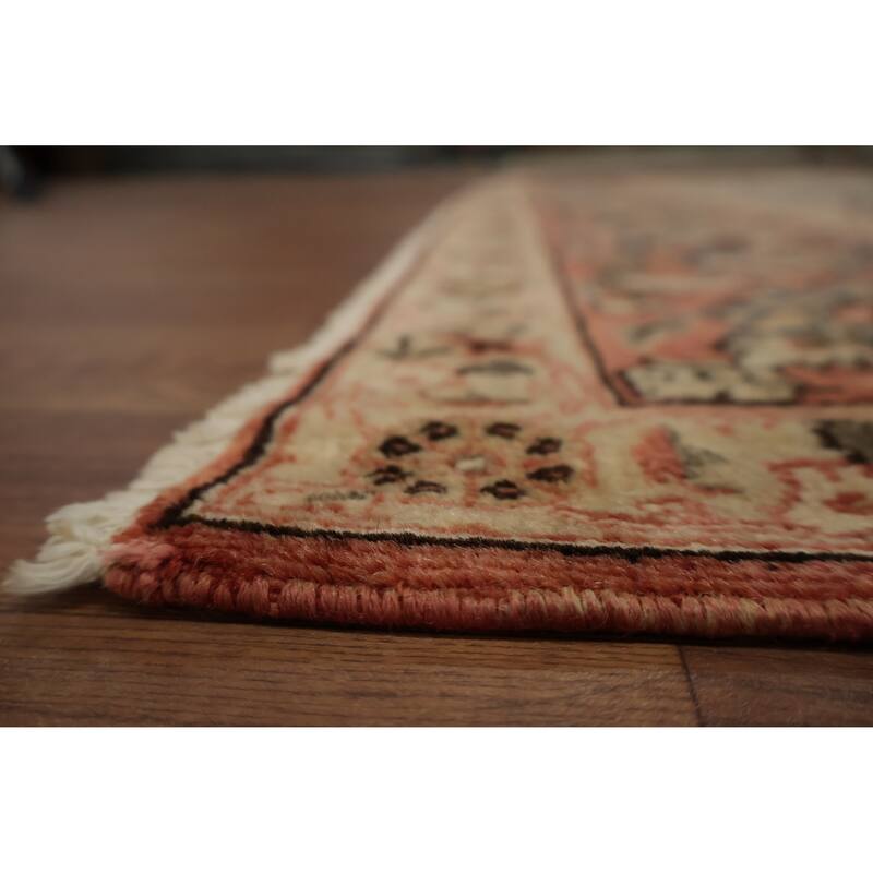 Hand Knotted Oriental 100% Wool Carpet Traditional Floral Beige & Ivories Qum Area Rug - 10' 11'' X 7' 2''