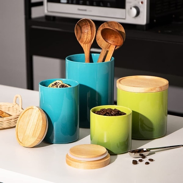 Kitchen Canisters Ceramic Food Storage Jar Set, Stackable