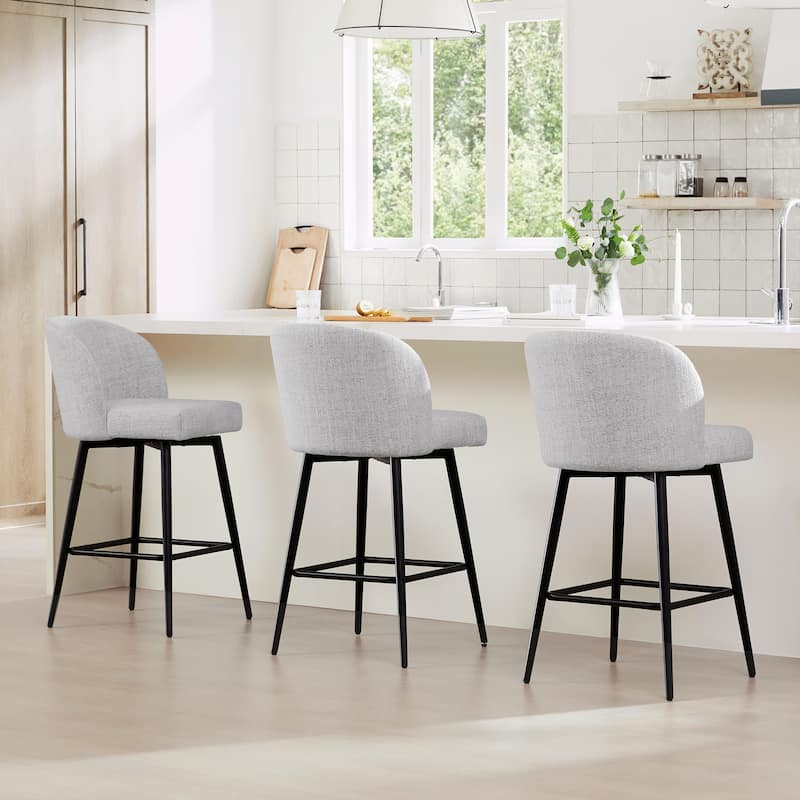 Charlotte Counter Height Swivel Barstool with Metal Legs Set
