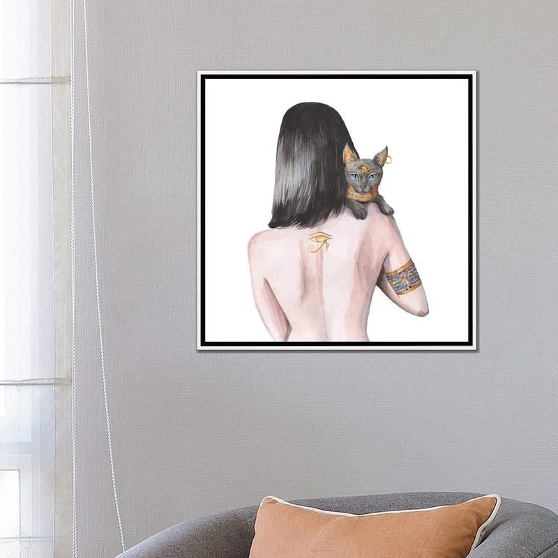 iCanvas "Egyptian Goddess Nefertiti And The Cat Bastet" by Yana Anikina Framed Canvas Print