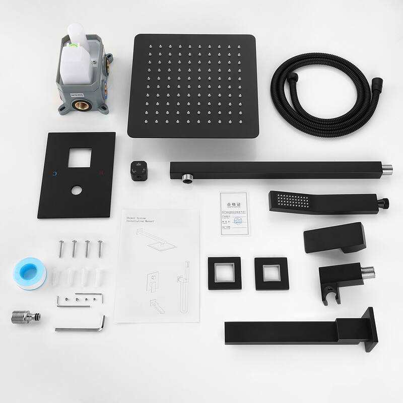 10" Shower System Square Bathroom Luxury Rain Mixer Shower Combo Set
