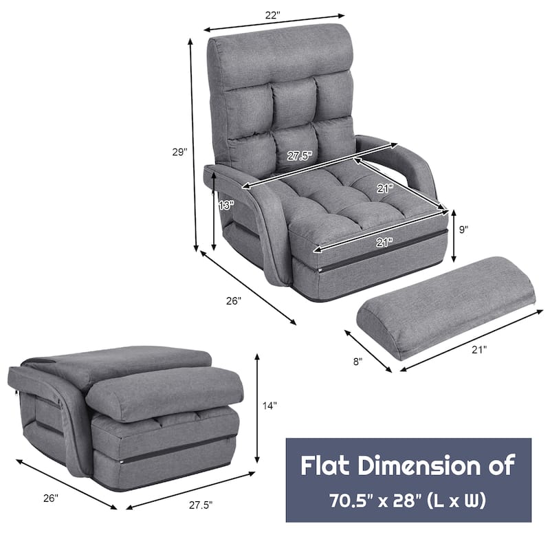 Folding Floor Massage Chair with Adjustable Backrest and Armrests