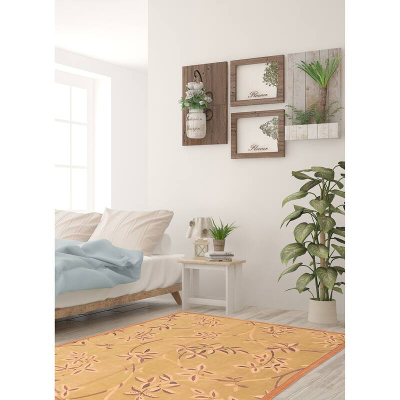 ECARPETGALLERY Hand-knotted Opulence Olive Wool Rug - 6'1 x 9'0