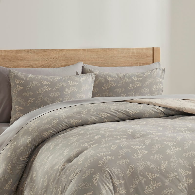 Empyrean 7 Pc Botanical Comforter Set with Sheets, Soft Breathable Lightweight Bedding Bag