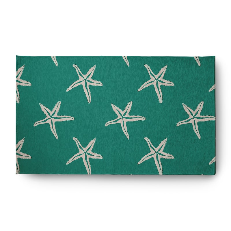 Starfish Beach Style Chenille Area Rug - Kelly Green - 3' x 5'