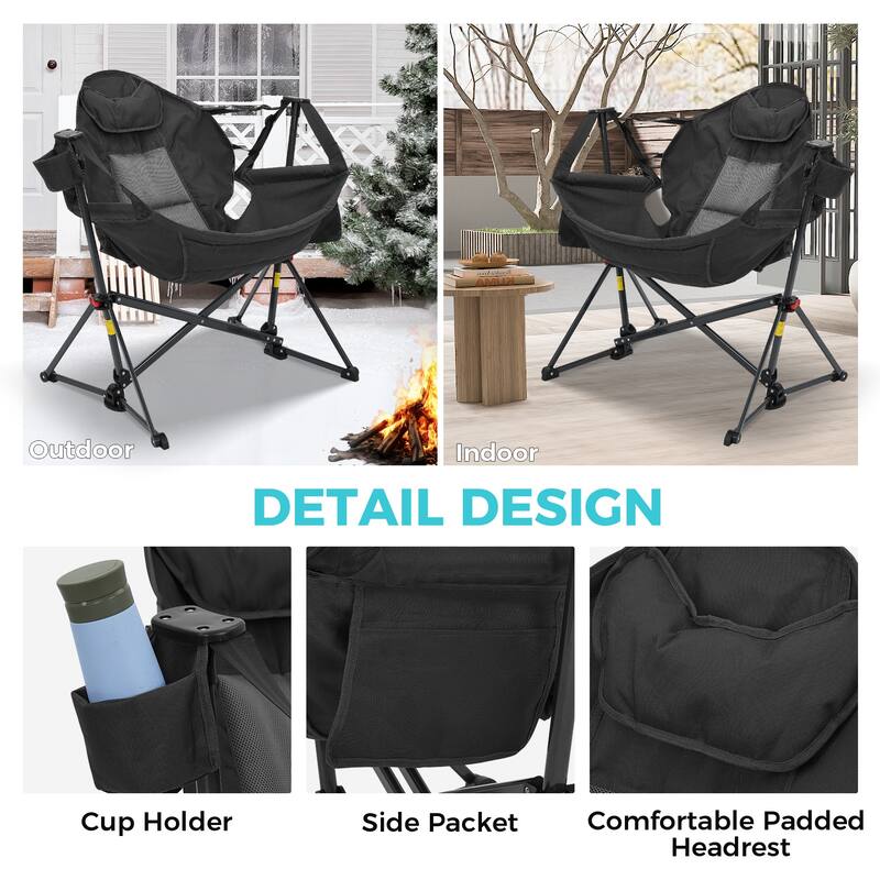 Hammock Camping Chair, Foldable Portable Rocking Chairs for Adults