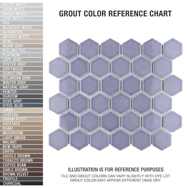 Merola Tile Hudson Due 2" Hex Lavendar 10-7/8" x 12-5/8" Porcelain Floor and Wall Tile