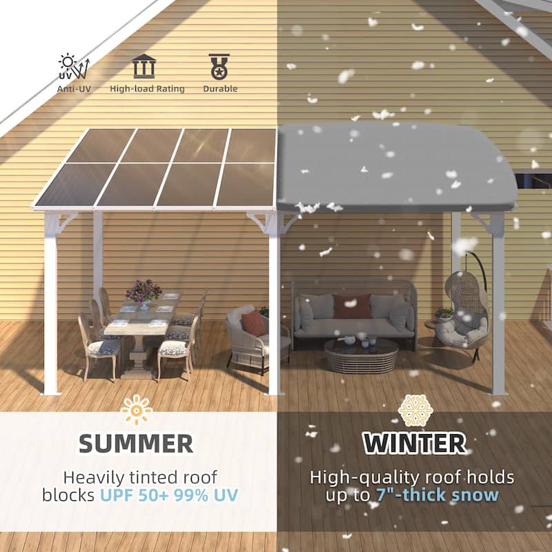 Wall Mounted Gazebos Pergola, Outdoor Lean to Gazebo Awnings-White