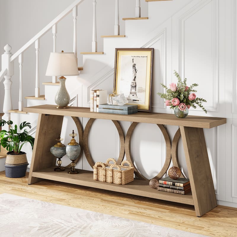 70.8 Inches Industrial Sofa Console Table with Storage for Living Room - 11.61" W x 70.8" L x 31.49"H