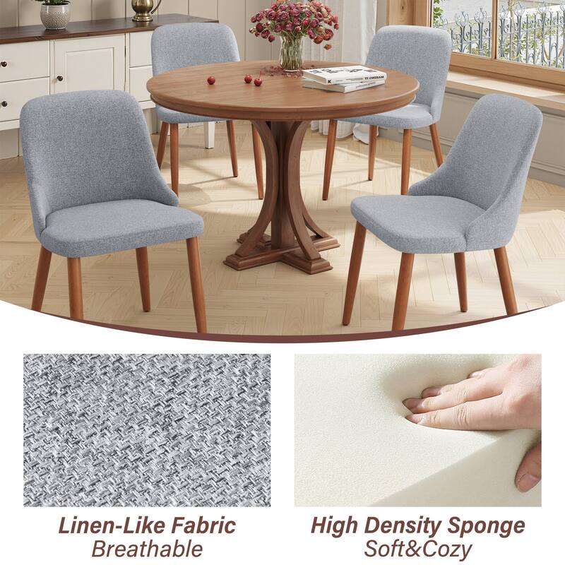 Modern Dining Chair Upholstered Accent Chairs with Solid Wood Legs