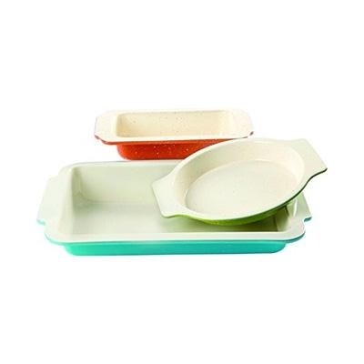 Gibson Home Imbue Color Splash 3 Piece Bakeware Set, Multicolor