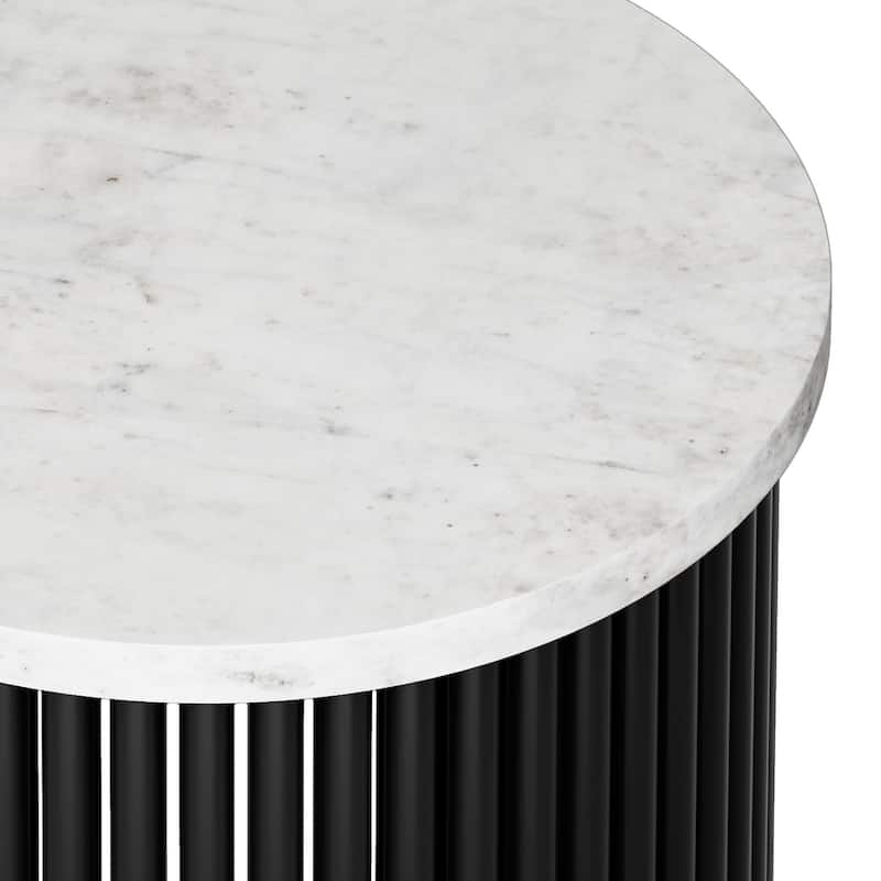 WYNDENHALL Karl 18 inch Wide Solid Mango & Metal Industrial Accent Table - 18 W x 18 D x 21 H