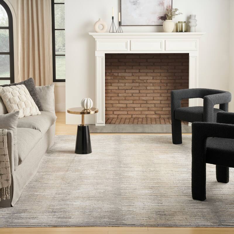 Nourison Modern Abstract Indoor only Area Rug - 7' 10" x 10' - Grey/Gold - Rectangle