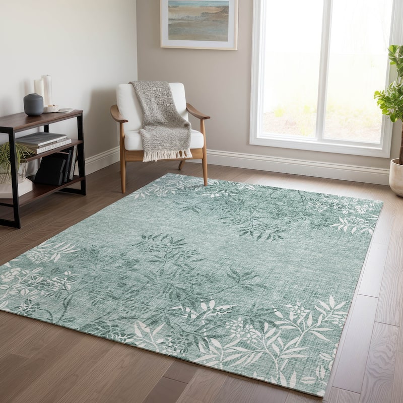 Machine Washable Indoor/ Outdoor Chantille Modern Garden Rug - Sage - 8' x 10'