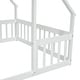 preview thumbnail 9 of 7, Full Size Wood House-Shaped Floor Bed with Fence and Guardrails, White