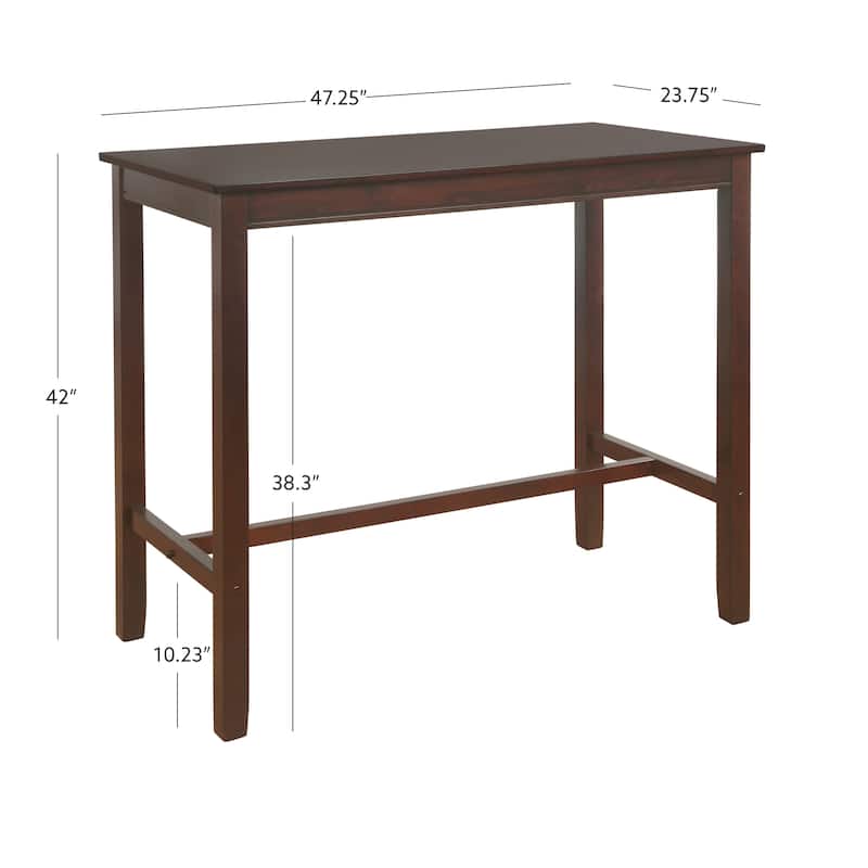 Rustic Style Rectangular Wooden Bar Table - 47.25" - Brown