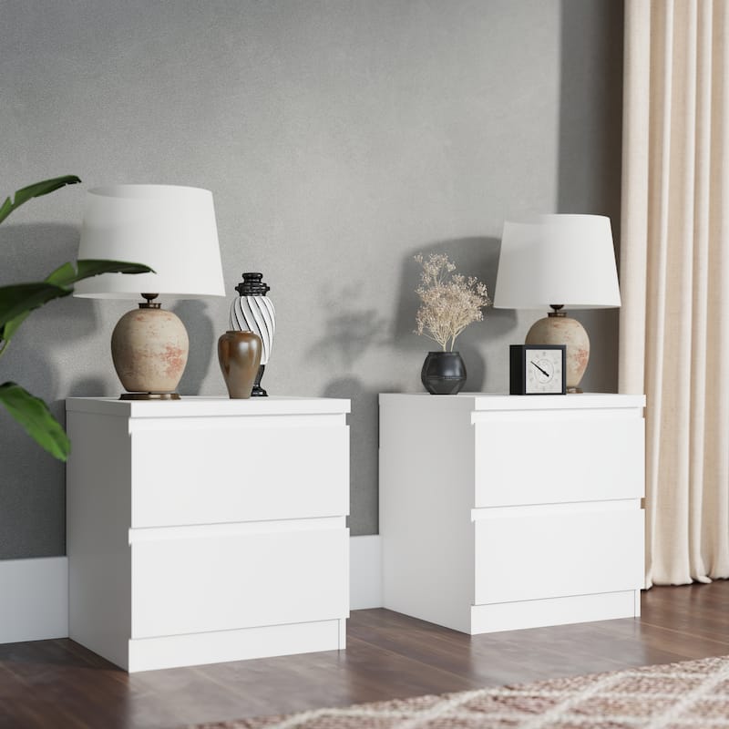 19.7"Nightstand with 2 Drawers, Beside Table with Drawers Handle Free Design,Thickened Top Plate, for Bedroom,Living Room