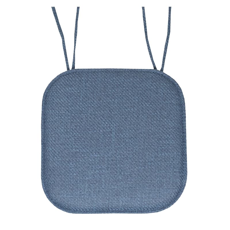 Sweet Home Collection Herringbone Stitch Memory Foam Non Slip Chair Cushion Pad with Ties 16" x 16"