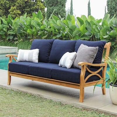 Cambridge Casual Lowell Teak Patio Sofa with Cushion