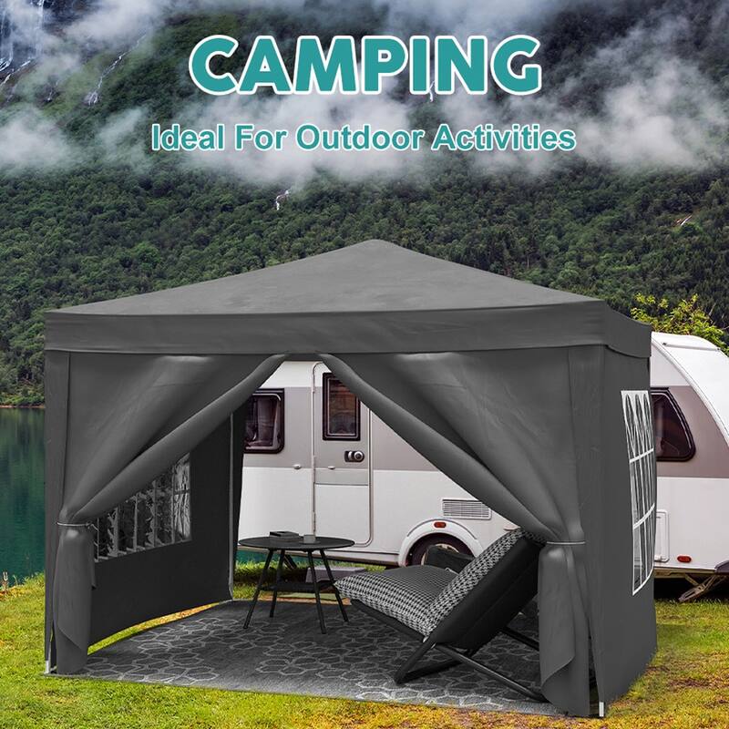10x10 Folding Canopy with Removable Sidewalls, Portable Outdoor Shelter for Parties, Beach, Camping, and Weddings