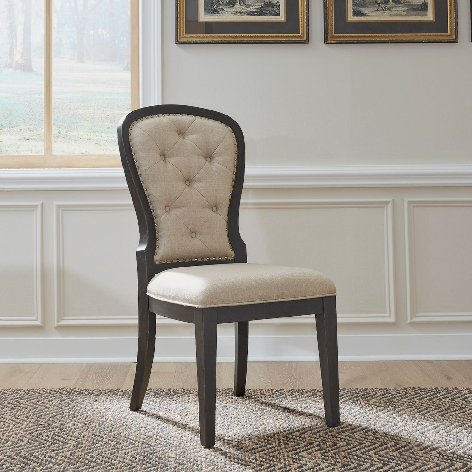 Liberty Furniture Americana Farmhouse Upholstered Dining Chairs Set of 2 Tufted