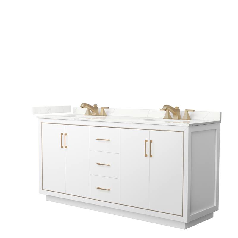 Icon 72-inch Double Vanity, Quartz Top - White, Bronze Trim, Giotto Quartz Top