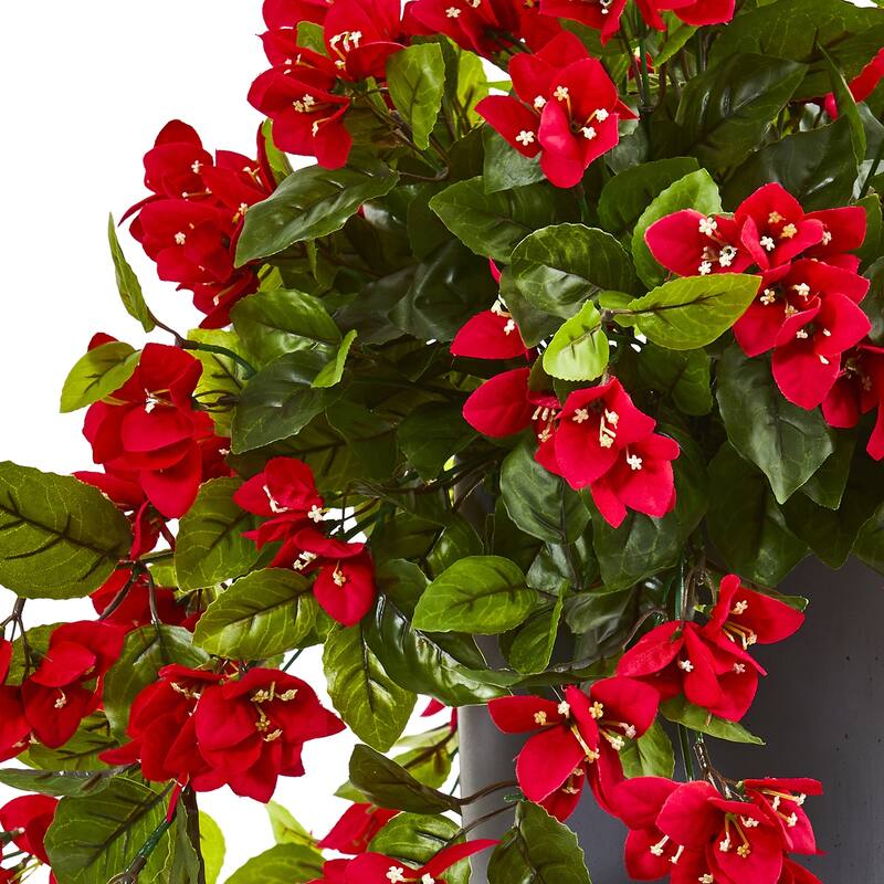 Artificial Plant in Planter 26In - Indoor Outdoor Decor Home Stock Allure - Red