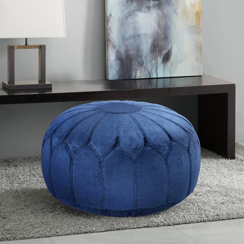 Madison Park Taylor Round Pouf Ottoman - Blue